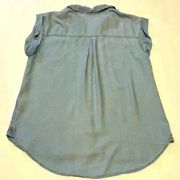 Calvin Klein Denim Button Up Women's Medium Sleeveless Summer Festival Boho Farm - Picture 2 of 8